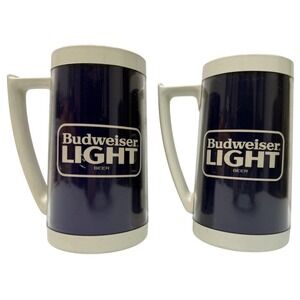 Budweiser Light Braves Mugs Set 1982 Thermo-Serv Atlanta Braves USA